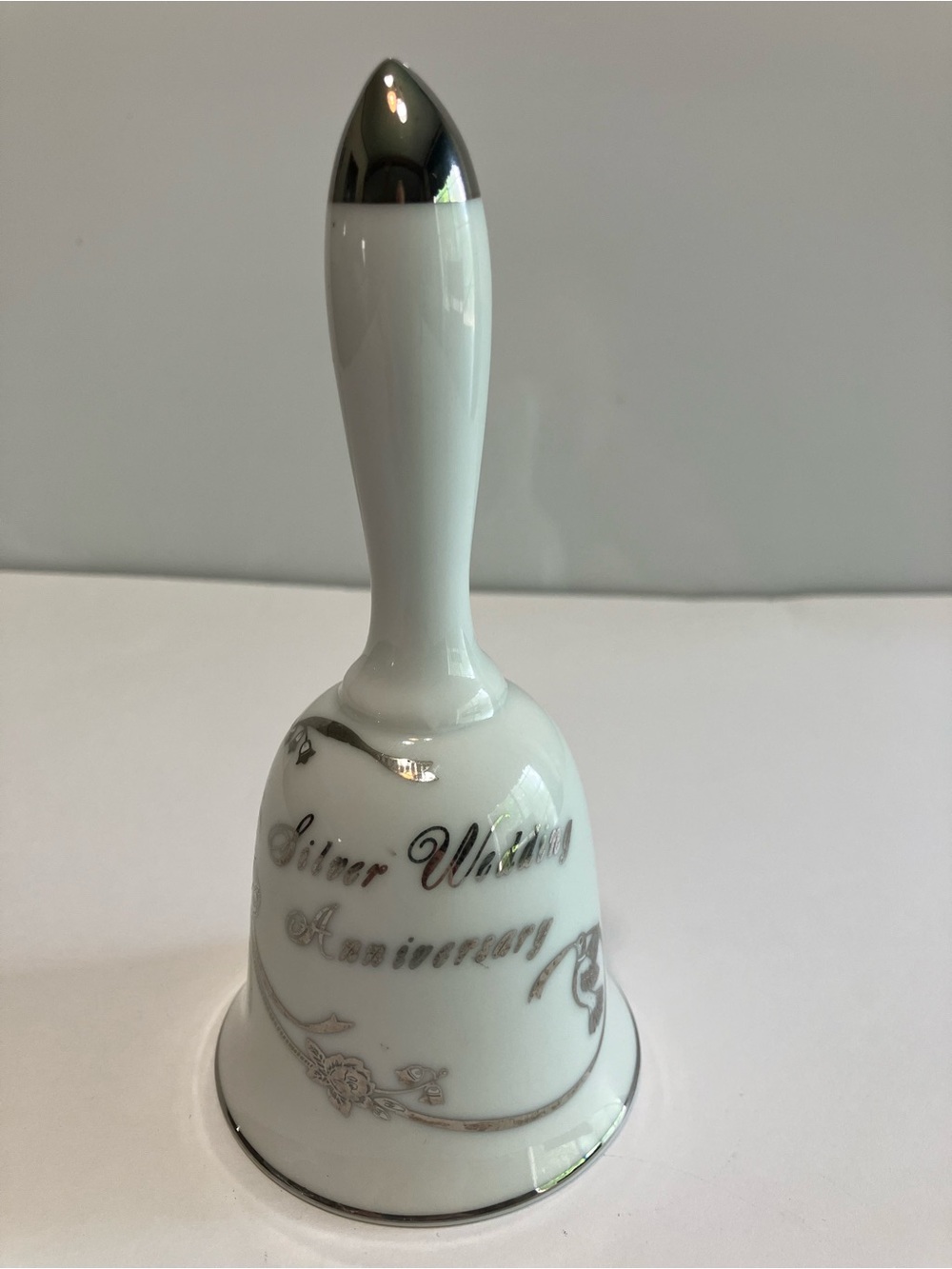 Lefton China Silver Wedding Anniversary Bell Hand Painted
